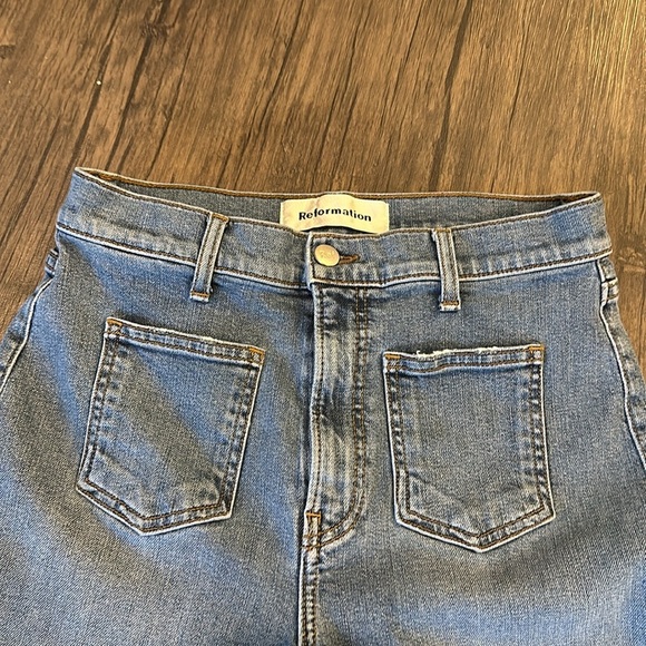 REFORMATION High Skinny Crop Patch Pockets Jeans in Catalina wash Size 28 - Picture 4 of 9